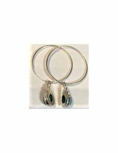 Boucles d'oreilles creoles turquoise argent