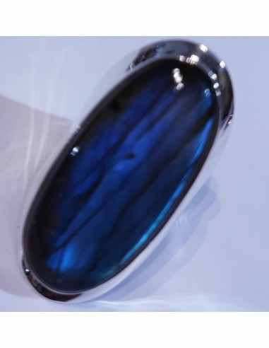 Grande bague en labradorite monte en argent