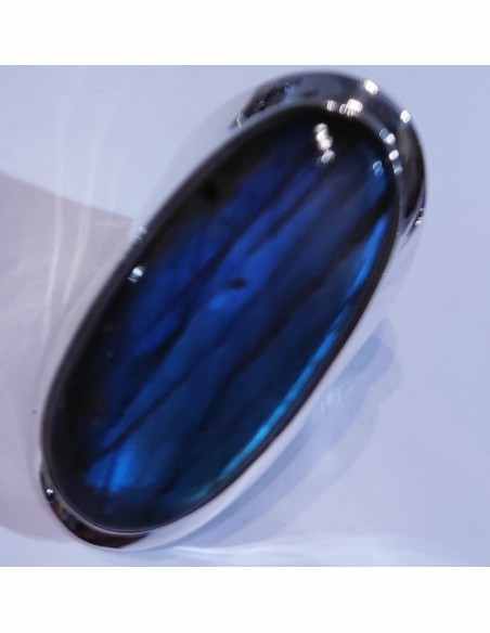 Grande bague en labradorite monte en argent