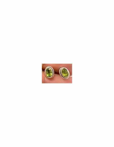 Peridot en Boucles d'oreilles argent