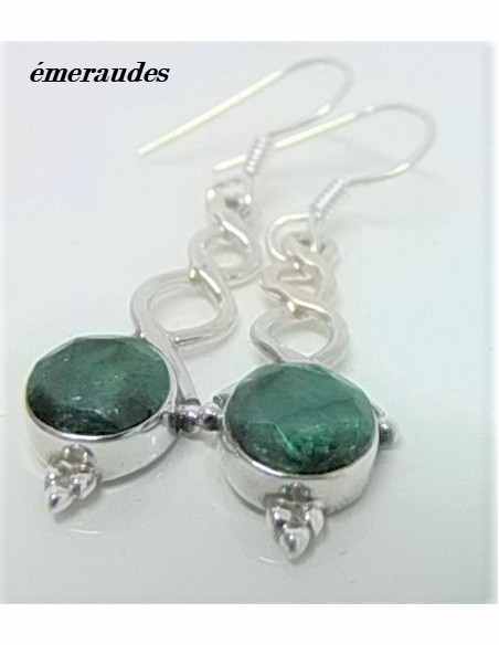 Boucles d'oreilles pierres montees en argent