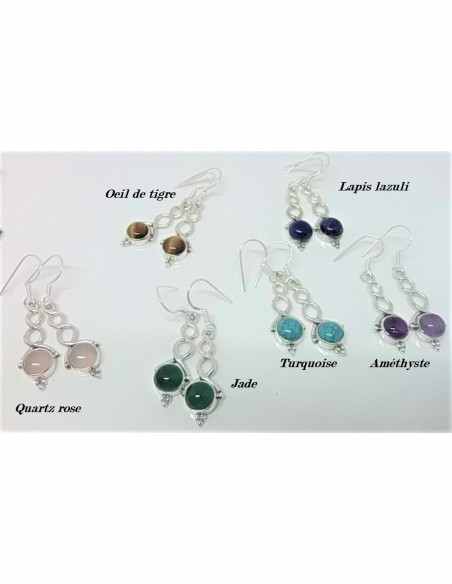 Boucles d'oreilles pierres montees en argent