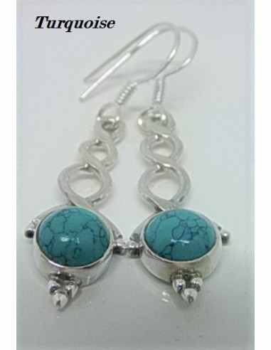 Boucles d'oreilles pierres montees en argent