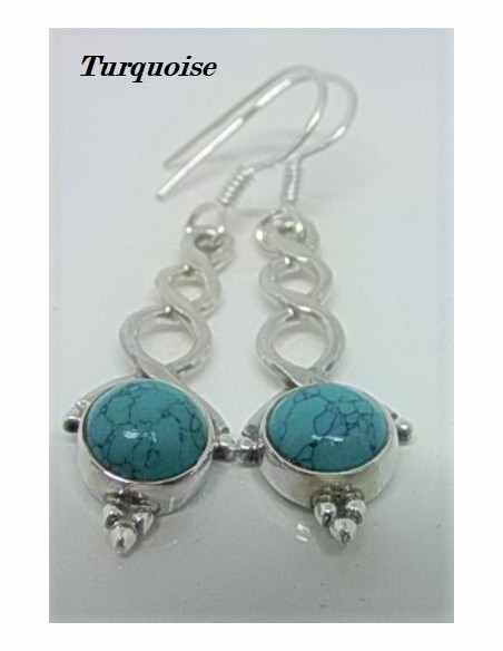 Boucles d'oreilles pierres montees en argent