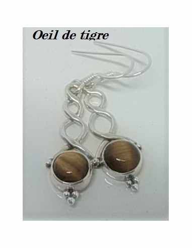 Boucles d'oreilles pierres montees en argent