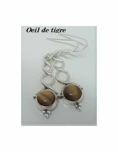 Boucles d'oreilles pierres montees en argent