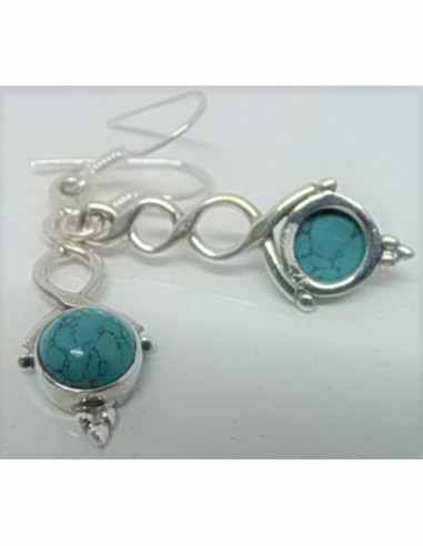 Boucles d'oreilles pierres montees en argent