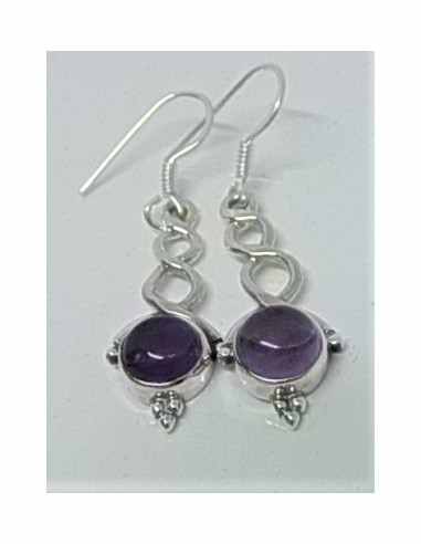 Boucles d'oreilles amethystes montees en argent