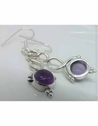 Boucles d'oreilles amethystes montees en argent