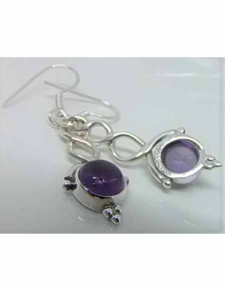 Boucles d'oreilles amethystes montees en argent