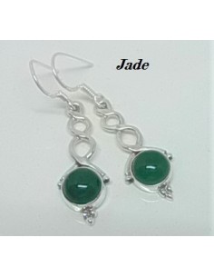 Boucles d'oreilles jades montees en argent