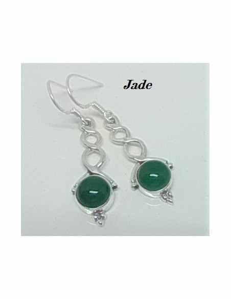 Boucles d'oreilles jades montees en argent