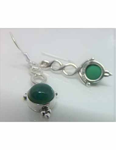 Boucles d'oreilles jades montees en argent