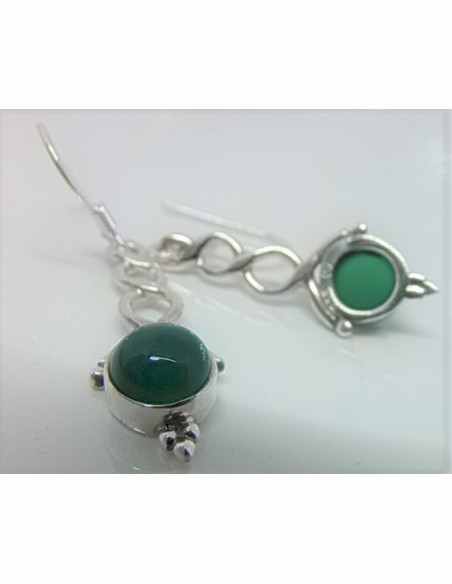 Boucles d'oreilles jades montees en argent