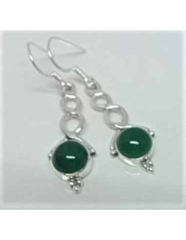 Boucles d'oreilles jades montees en argent