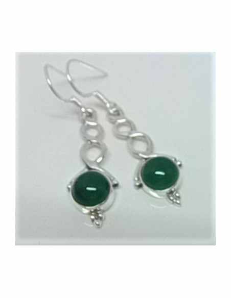 Boucles d'oreilles jades montees en argent