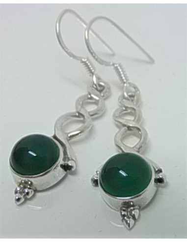 Boucles d'oreilles jades montees en argent