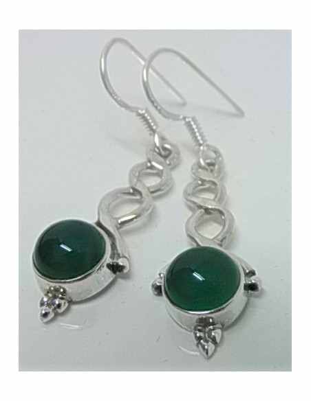 Boucles d'oreilles jades montees en argent