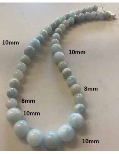 Collier Aigue marine 8 et 10mm
