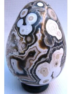 Oeuf en Calcedoine mystique et Jaspe Ocean