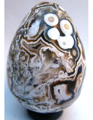 Oeuf en Calcedoine mystique et Jaspe Ocean