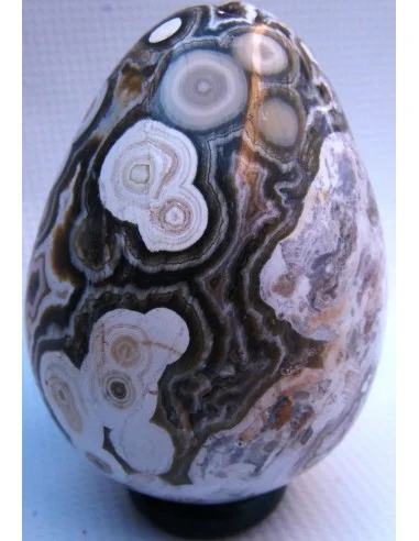 Oeuf en Calcedoine mystique et Jaspe Ocean