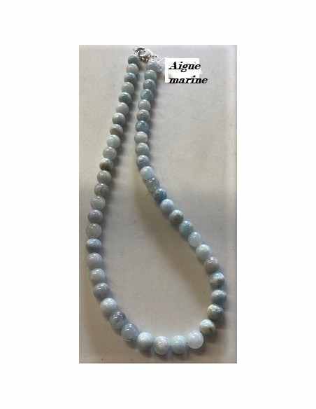 Collier Aigue marine 10mm