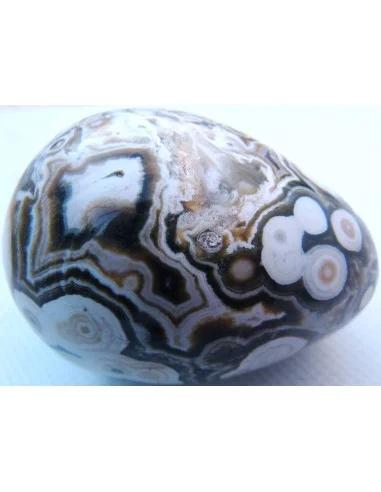 Oeuf en Calcedoine mystique et Jaspe Ocean