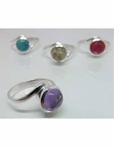Bague amethyste ronde montee en argent