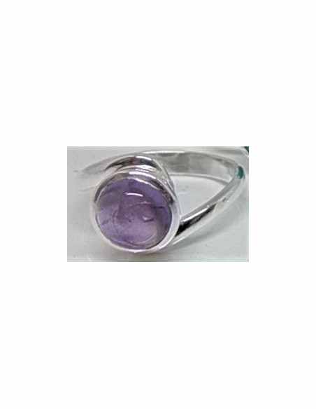 Bague amethyste ronde montee en argent