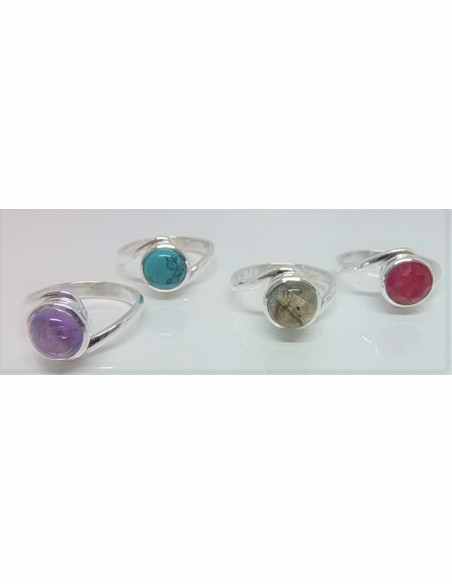 Bague turquoise ronde montee en argent