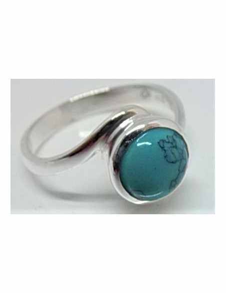 Bague turquoise ronde montee en argent
