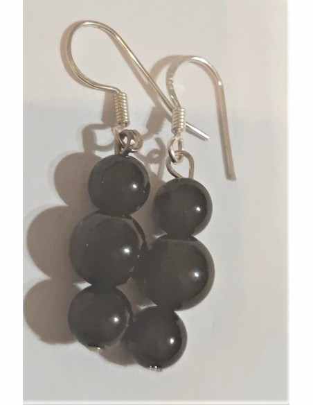 Boucles Obsidienne Oeil Celeste 8mm 3 pierres