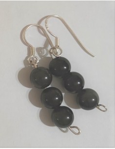 Boucles Obsidienne Oeil Celeste 8mm 3 pierres