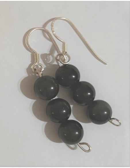 Boucles Obsidienne Oeil Celeste 8mm 3 pierres