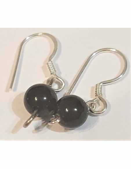 Boucles Obsidienne Oeil Celeste 6mm
