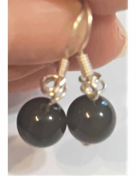 Obsidienne arc-en-ciel Boucles doreilles 8mm