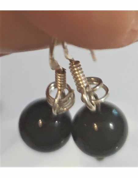 Obsidienne arc-en-ciel Boucles doreilles 8mm