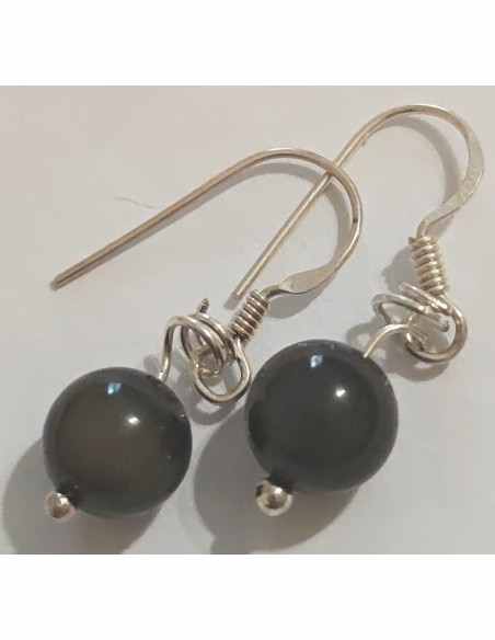 Obsidienne arc-en-ciel Boucles doreilles 8mm