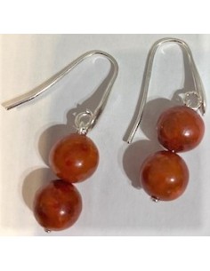 Boucles corail rouge 8mm argent 2