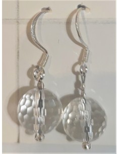 Boucles Cristal de roche 95mm facetees pendantes