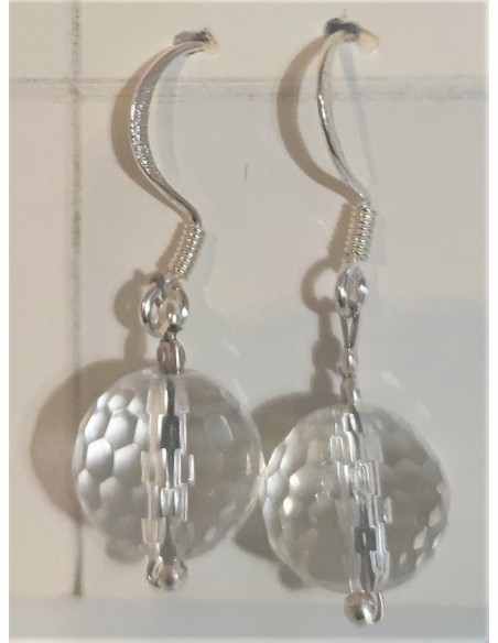 Boucles Cristal de roche 95mm facetees pendantes