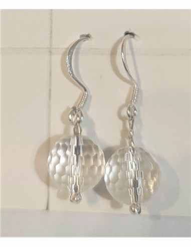 Boucles Cristal de roche 95mm facetees pendantes