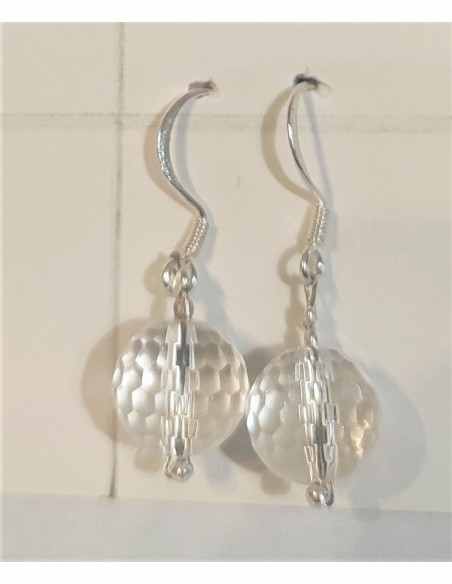 Boucles Cristal de roche 95mm facetees pendantes