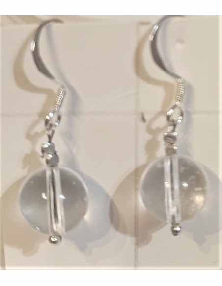 Boucles Cristal de roche 8mm pendantes