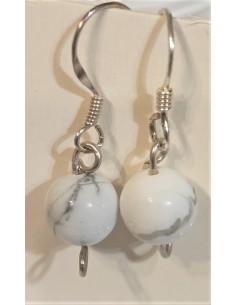 Boucles d'oreilles howlite 8mm pendantes