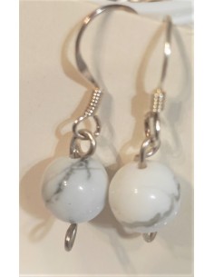 Boucles d'oreilles howlite 8mm pendantes 2