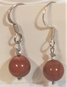 Boucles Jaspe rouge 8mm pendantes 2