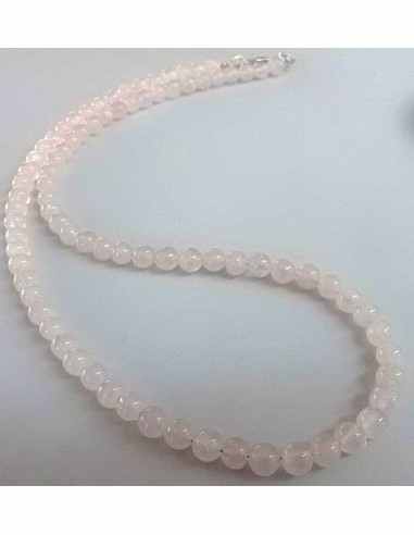 Collier quartz rose 6mm