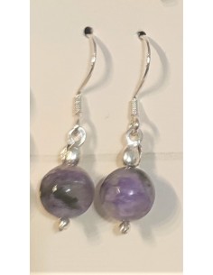 Boucles charoite 8mm pendantes